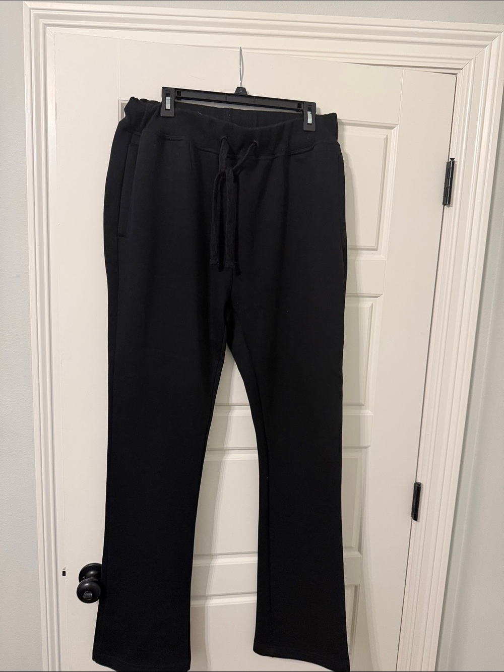 Black Drawstring Sweatpants - Flare Leg